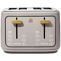 Torradeira elétrica Beautiful 4 fatias bege com display digital touch, ranhuras largas autoajustáveis, controle de tostagem, 1800W, 110V
