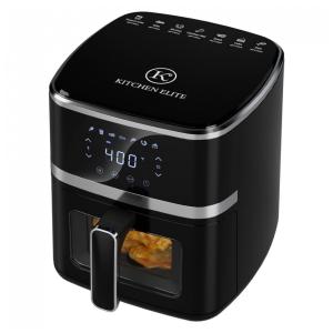 Air Fryer 4,9 Litros 7 em 1 com Janela de Visualização e Controle Digital, 110V 1700W, Kitchen Elite, Preta