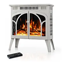 Lareira Elétrica com Controle Remoto e Chamas 3D Ajustável, 1500W 5100 BTU, 110v, Electactic, Bege