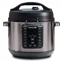 Panela de Pressão Elétrica 8L em Aço Inoxidável com Pressão Manual, 110V 1500W, Crock Pot, Preto e Prata