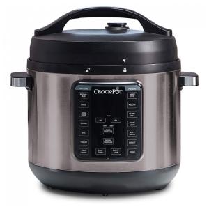 Panela de Pressão Elétrica 8L em Aço Inoxidável com Pressão Manual, 110V 1500W, Crock Pot, Preto e Prata