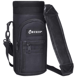 Bolsa Térmica para Garrafa 1.2L com Alça para Transporte e Bolsos, Garrafa não incluída, BUZIO, Preto