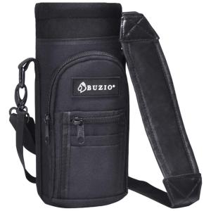 Bolsa Térmica para Garrafa 1.2L com Alça para Transporte e Bolsos, Garrafa não incluída, BUZIO, Preto