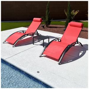 Espreguiçadeiras para Jardim, Praia e Piscina com Mesa Lateral, Cadeiras Reclináveis para Todas as Condições Climáticas,PURPLE LEAF