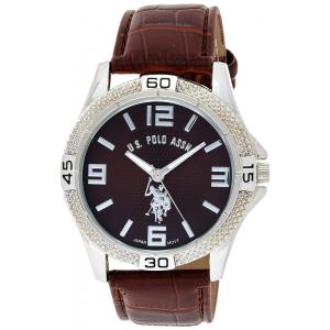 Relógio An Homem Maclino Tom Cláico Coro intético, U.S. POLO ASSN. USC50227, Marrom Escuro
