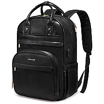 Mochilha Feminina Escolar para Laptop com Porta USB, LOVEVOOK, Preto
