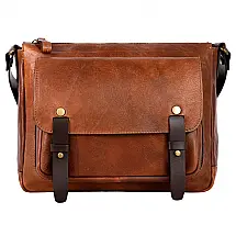 Bolsa Maleta de Couro Masculina para Laptop, TIME RESISTANCE, Marrom