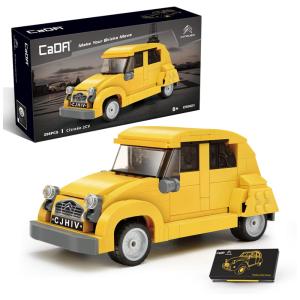 Kit de Construção Carro de Corrida Citroen 2CV com 298 Peças, CaDA, Amarelo