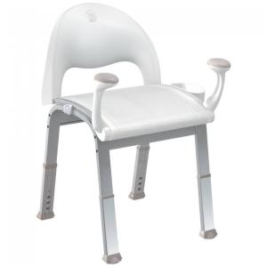Cadeira de Banho para Idoso com Apoios de Braço, suporta até 180 kg, MOEN DN7100, Branco