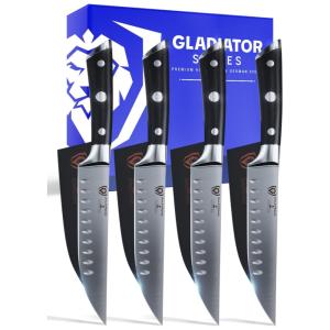 Conjunto de Facas para Churrasco DALSTRONG Série Gladiador, Aço Inoxidável, 4 peças, Marrom Escuro