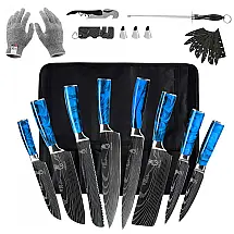 Conjunto de Facas em Aço Inoxidável, 14 Peças, FULLHI, Azul