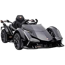 Aosom Carro Elétrico Lamborghini 12V Recarregável para Crianças 2 Assentos até 24 kg, Idade Recomendada 3 Cinza