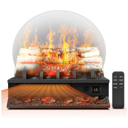 Lareira Elétrica Portátil com 4 Sons de Chama, Velocidade e Brilho Ajustáveis, 110V 1500W, COWSAR, Preta