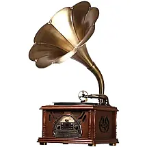 Toca discos retrô, toca discos de vinil com caixa de música, toca discos estéreo portátil de 3 velocidades com alto falantes embutidos
