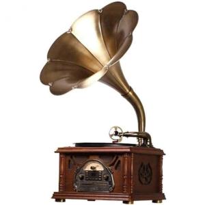 Toca discos retrô, toca discos de vinil com caixa de música, toca discos estéreo portátil de 3 velocidades com alto falantes embutidos