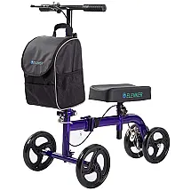 ELENKER Steerable Knee Scooter for Foot Injuries Ankles Surgery with Comfortable Soft Knee Pad and Multifunctional Cloth Bag Indigo