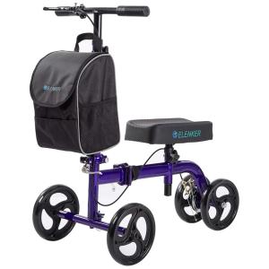 ELENKER Steerable Knee Scooter for Foot Injuries Ankles Surgery with Comfortable Soft Knee Pad and Multifunctional Cloth Bag Indigo