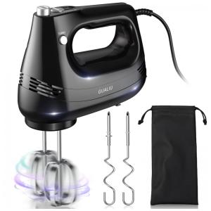 Batedeira Elétrica com Botão de Ejeção e Acessórios, 110V 150W, GUALIU, Preta