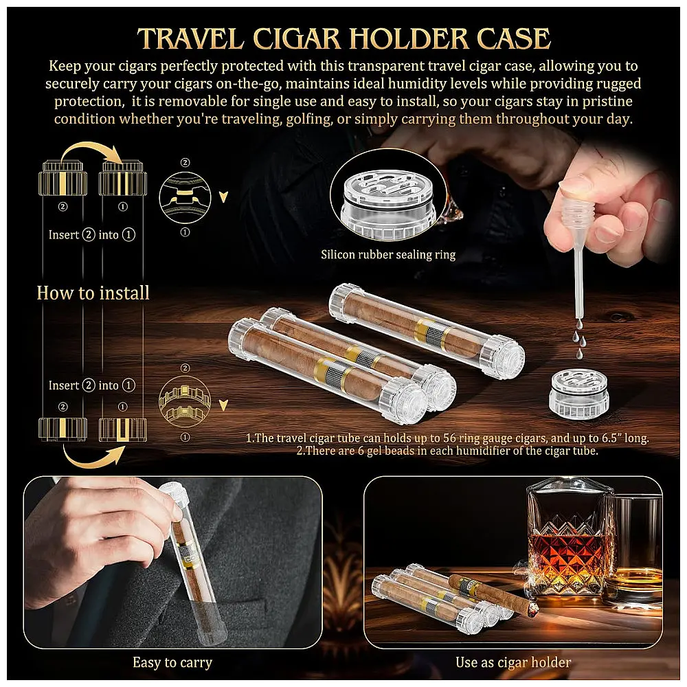 Humidor TISFA Marrom Madeira de Cedro com 2 Higrômetros Digitais e Sistema de Umidificação 50-65 Charutos — foto 3