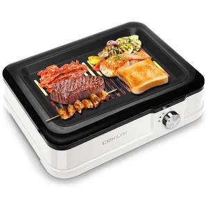 Churrasqueira Elétrica Antiaderente, Aço Inoxidável, 1660W, Branca, 110v, COKLAI, Preto