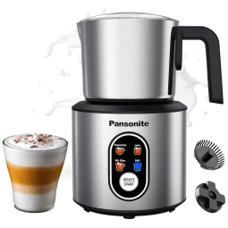 Espumador Elétrico 4 em 1 com Espuma Quente e Fria, Aço Inoxidável, 110v, PANSONITE, Prateado