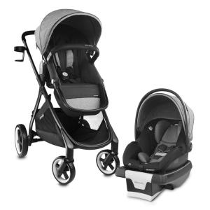 Carrinho de Bebê com Cadeira para Carro Inteligente Evenflo com Controle de Modos Via APP SensorSafe, Vermelho