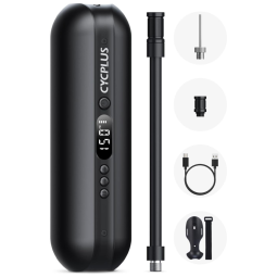 Mini Compressor de Ar Elétrico Automotivo Portátil 5V 150 PSI com Luz LED e Painel LCD, CYCPLUS 5824086374, Preto