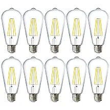 Lâmpada LED Vintage 800LM, 8,5W Frio 4000K, 12 Un, SUNCO LIGHTING ST64C 8W 5K 12PK, Branco
