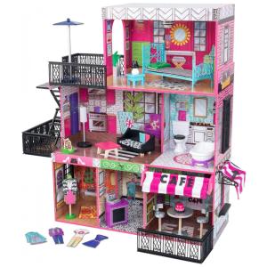 Casa de Bonecas com 25 Acessórios Luzes e Sons para Crianças a partir de 3 anos, KIDKRAFT 65922, Rosa