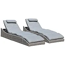 Espreguiçadeiras Dobráveis para Piscina, Cadeiras Reclináveis Ajustáveis, Totalmente Montadas,Soleil Jardin, Cinza