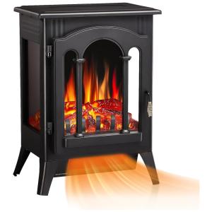 Lareira Elétrica com Chamas 3D Ajustável, 1000W a 1500W, 110v, R.W.FLAME, Preto