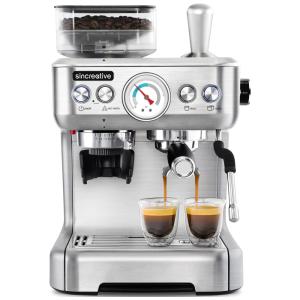 Cafeteira Elétrica Programável Sincreativa com Moedor de Café, Controle de Temperatura e Aço Inoxidável, 110v, SINCREATIVE 5700, Prateado