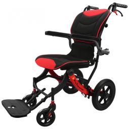 Cadeira de Rodas para Adultos ProTraverse Vermelha e Preta Dobrável Leve com Almofadas Removíveis