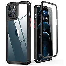 KEYSTAR Capinha Compatível com iPhone 12 pro Max a Prova dÁgua com Vidro Temperado, Preto