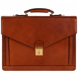 Bolsa Maleta de Couro Masculina para Laptop, TIME RESISTANCE, Marrom