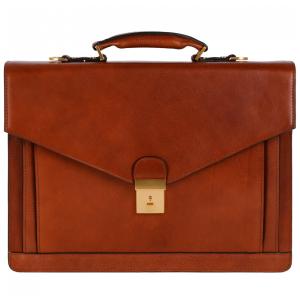 Bolsa Maleta de Couro Masculina para Laptop, TIME RESISTANCE, Marrom