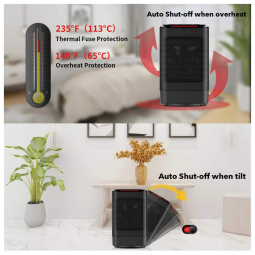 ALROCKET Aquecedor Elétrico Cerâmica 3 Configurações Preto 110V