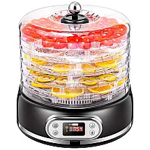 Desidratador de Alimentos, 5 Bandejas, Aço Inoxidável, Transparente, 110v, VIVOHOME, Preto
