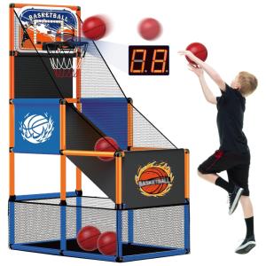 Jogo de Basquete Arcade Infantil com 4 Bolas, Placar Eletrônico e Bolsa para Armazenamento para Ambientes Internos e Externos, TALGIC