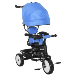 Triciclo Infantil para Passeio com Assento Ajustável 2 Estágios, Idade Recomendada 6 Meses a 5 Anos, QABA, Azul