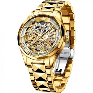 OUPINKE FT OU G3190GJ JB Relógio Masculino Analógico Automático, Dourado