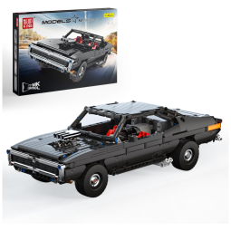 Kit de Construção Carro Dodge Charger com 1098 Peças e Controle Remoto para Adolescentes e Adultos, Mold King, Preto