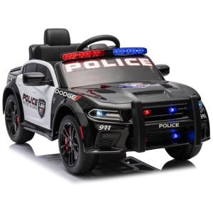 Carro Elétrico Infantil de Polícia Dodge Charger com Controle Remoto, 3 Velocidades, Barra Anticolisão e Megafone, 12V, Erinnerda