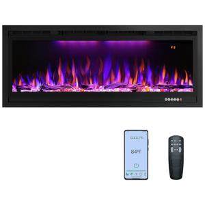 Lareira Elétrica de Embutir A44x111L com Controle Remoto e Temporizador, 110V, Rodalflame, Preta