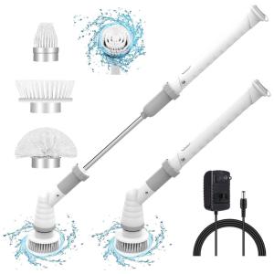 Vassoura Elétrica Rotativa 360 sem Fio com Cabo Flexível e 3 Acessórios, Branca, 110v, VUITTE, Branco