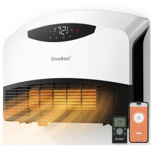 Aquecedor Elétrico de Parede com Controle Remoto e WiFi, 110V 1500W, GiveBest, Branco