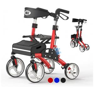 Andador para Idosos e Adultos com Assento e Amortecedor, até 120 Quilos, VOCIC, Vermelho