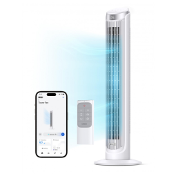Ventilador de Torre com Oscilação de 90º, 5 Velocidades, Silencioso, Temporizador de 12H, Display LED, Controle Remoto, Voz e APP, 110V