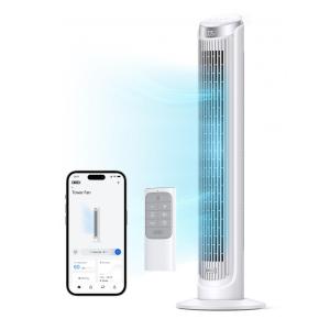 Ventilador de Torre com Oscilação de 90º, 5 Velocidades, Silencioso, Temporizador de 12H, Display LED, Controle Remoto, Voz e APP, 110V