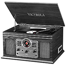 Vitrola, Toca Discos 1 Velocidade, sem fio, com USB e Alto Falante, 45 RPM, VICTROLA VTA 200B GH, Preto